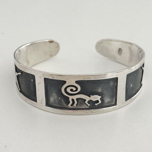 Vintage 950 Silver Storyteller Modernist Southwest Cuff Bracelet - Picture 1 of 14